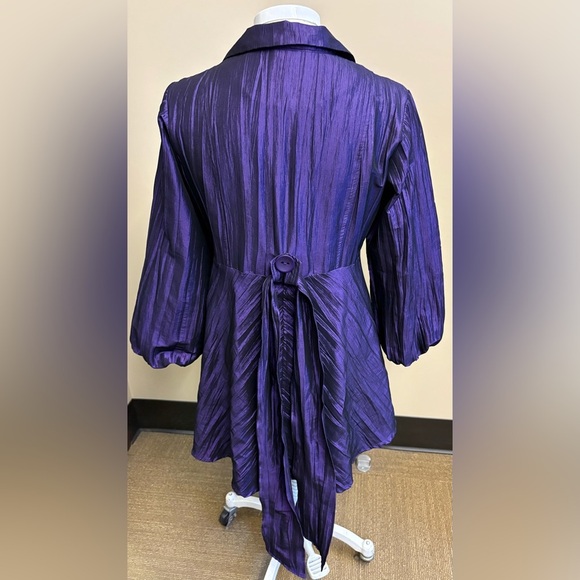 Vintage purple taffeta button down tie waist theatre coat size Large - Picture 5 of 12